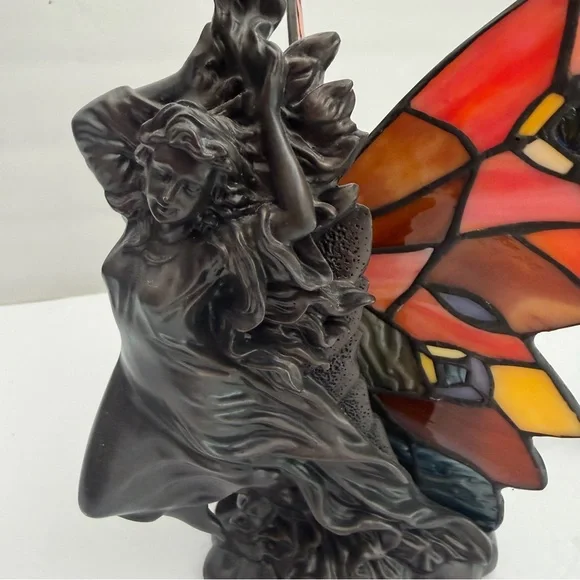 Tiffany Style Stained Glass Fairy Table Butterfly Lamp8”